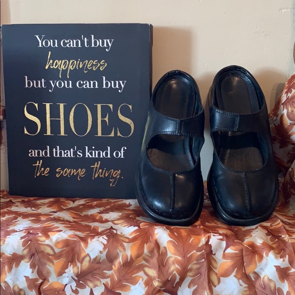 Dansko black leather mules